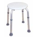 Tabouret de douche rond, assise Ø 30 cm, hauteur réglable 33,5/50,5 cm.